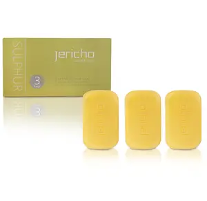 Jericho Dead Sea Sulfur Soap with Olive Oil – Helps with Acne, Psoriasis, Eczema & Blackheads – For Oily to Normal Skin – Vegan Face & Body Bar for Men & Women, 4.4 Oz / 125 g (Pack of 3)