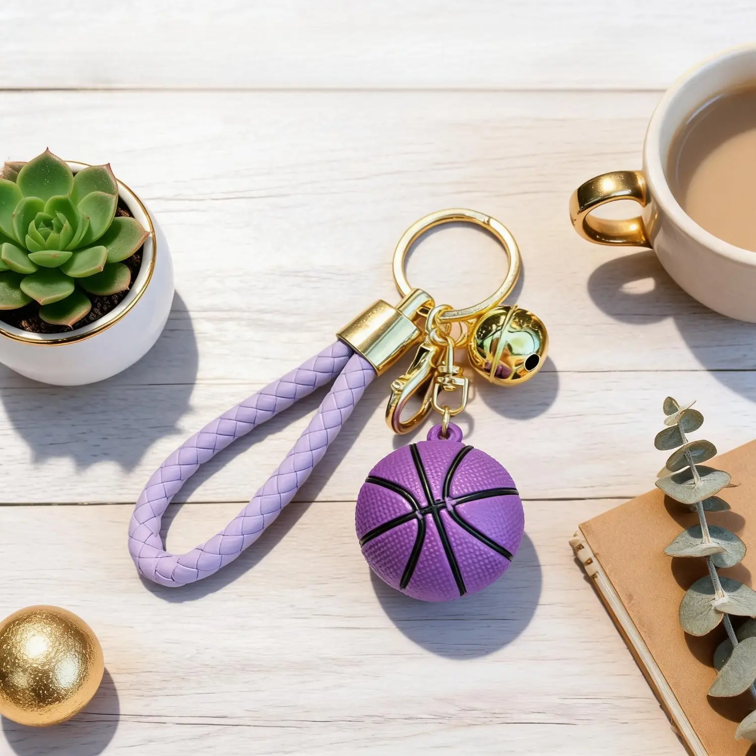 Creative Basketball Keychain with Lobster Clasp - PVC Stainless Steel Durable Pendant for Daily Use, Car - Sports Fan Practical Gift with Christmas Tree, Animal Themed Accent, Animals, Party, Steel-Pvc Mix