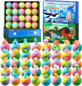 40 Kids Bath Bombs with Surprise Inside, Easter Basket Stuffers for Kids, Ocean & Jungle Animal Toys Gift Set with Natural Child-Safe Ingredients, Travel-Friendly Bath Bombs for Boys and Girls