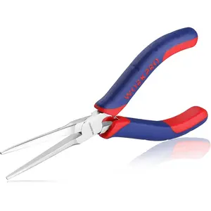 6" Needle Nose Pliers (Smooth Jaw), Mini Long Nose Pliers with Comfort Grip Handles, Jewelry Pliers for Wire Wrapping, Crafts, Jewelry Making Supplies