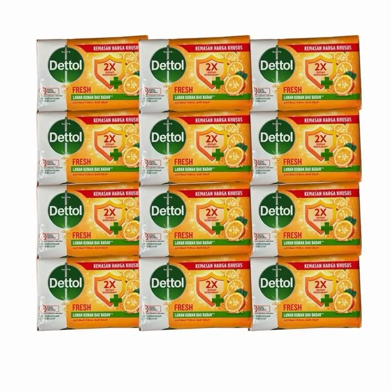 Dettol Antibacterial Fresh Soap, Hydrating Moisturizing Scented Body Care Cleanser - 100g, Pack of 12