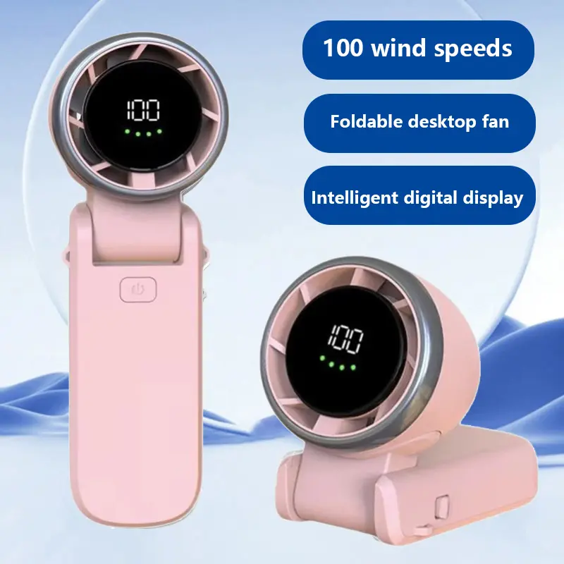 Portable Handheld Turbo Fan - 100 Wind Speeds, Intelligent Digital Display, Foldable Design, Air Turbo Tech Cooling, Outdoor Rechargeable USB Battery Powered Personal Cooling Fan for Outdoor Activities, Travel, Outdoor Rechargeable Fan
