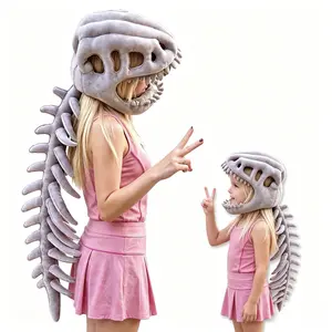 Dinosaur Skeleton Costume Headpiece&Dinosaur Skeleton Plush Wearable Pilow-Fun Role-Playing,Soft Cosplay Accessory, Photo Prop, PartyDecoration,Creative Gift for Kids, Families &Dinosaur Fans Stuffed