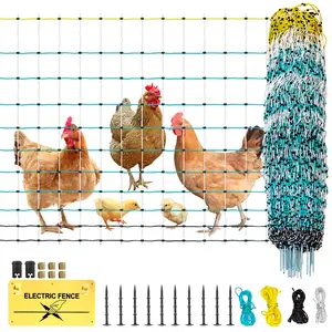 Poultry Netting Electric Fence - 164' L x 47.5" H, Portable Livestock Nets Mesh for Chickens, Ducks, Geese, Turkey, Electric Fencing for Backyards, Homesteaders, Farms, Ranches, Gardens