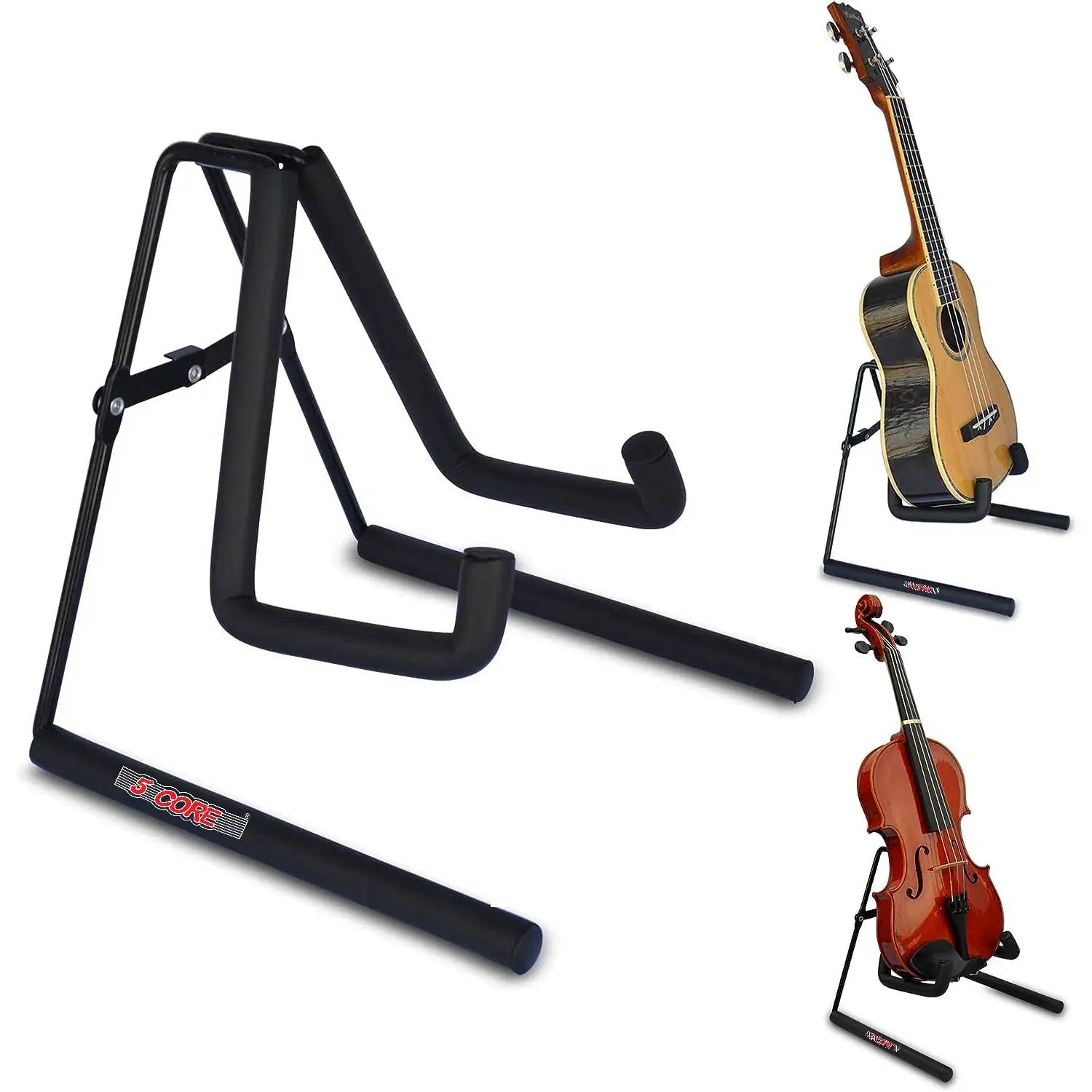 1 PCS Heavy-Duty Foldable A-Frame Floor Ukulele Stand with EVA Foam Padded Arms, Anti-Slip Protection - Compatible with Violin, Mandolin, Banjo, Mini Uke, Guitar - Home Organizer Storage Rack & Display