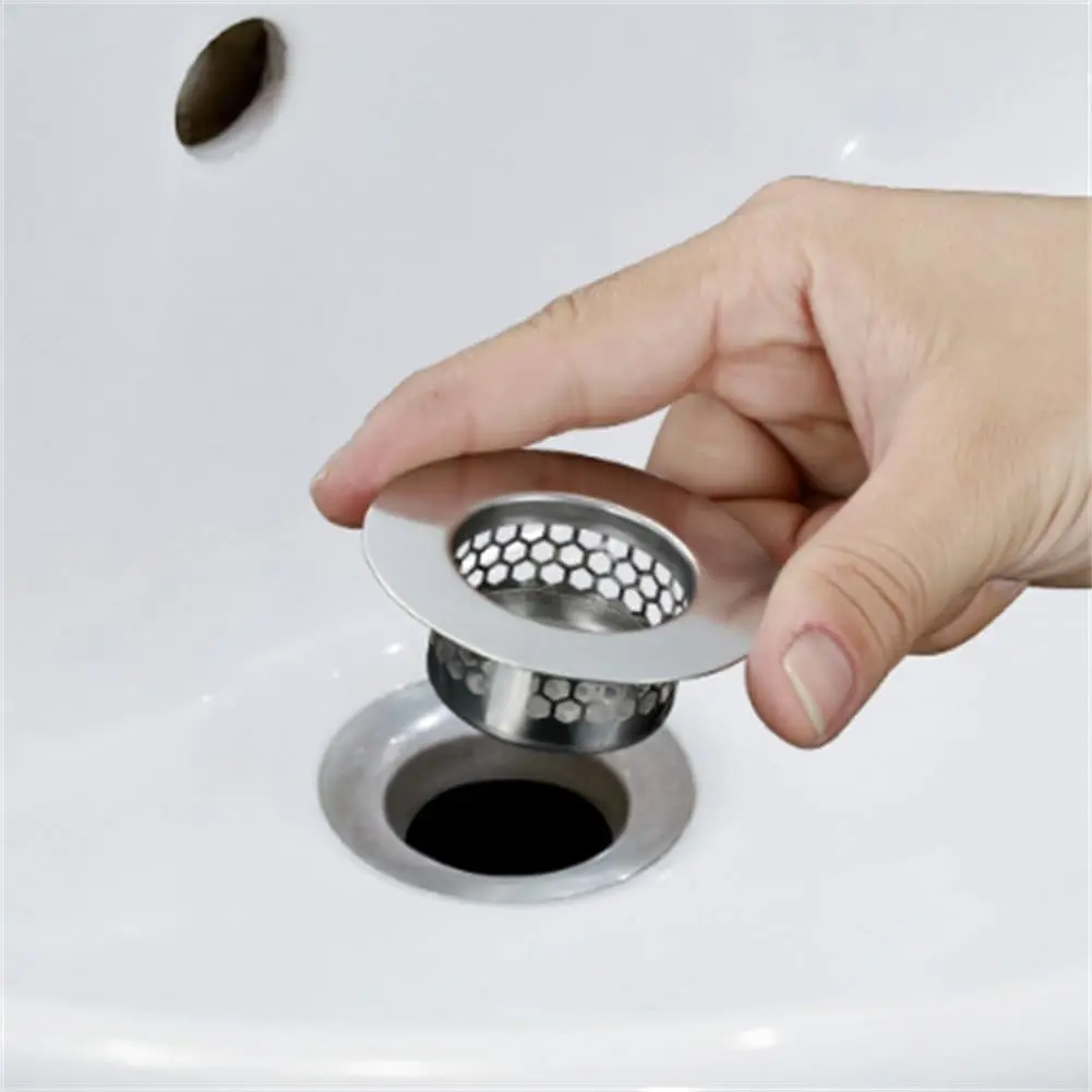 Bathroom Sink Strainer (2 Pack), Bathtub Drain Cover, Sink Drain Strainer, Hair Strainer for Lavatory, RV Sink, Stainless Steel Drain Filter