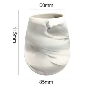 2024 New Design Custom Dishwasher-Safe Unbreakable Stemless Silicone Cup Glass Silicone Wine Glasses Marble Cup YK