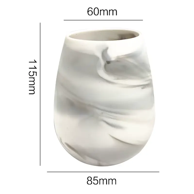 2024 New Design Custom Dishwasher-Safe Unbreakable Stemless Silicone Cup Glass Silicone Wine Glasses Marble Cup YK