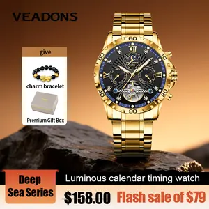 【veadons Men's Mechanical watch】Men's Business Fashion Round Dial Mechanical Watch, Durable Watch, Mechanical Style Watch, Suitable for Parties, Daily Wear & Decoration, Stylish
