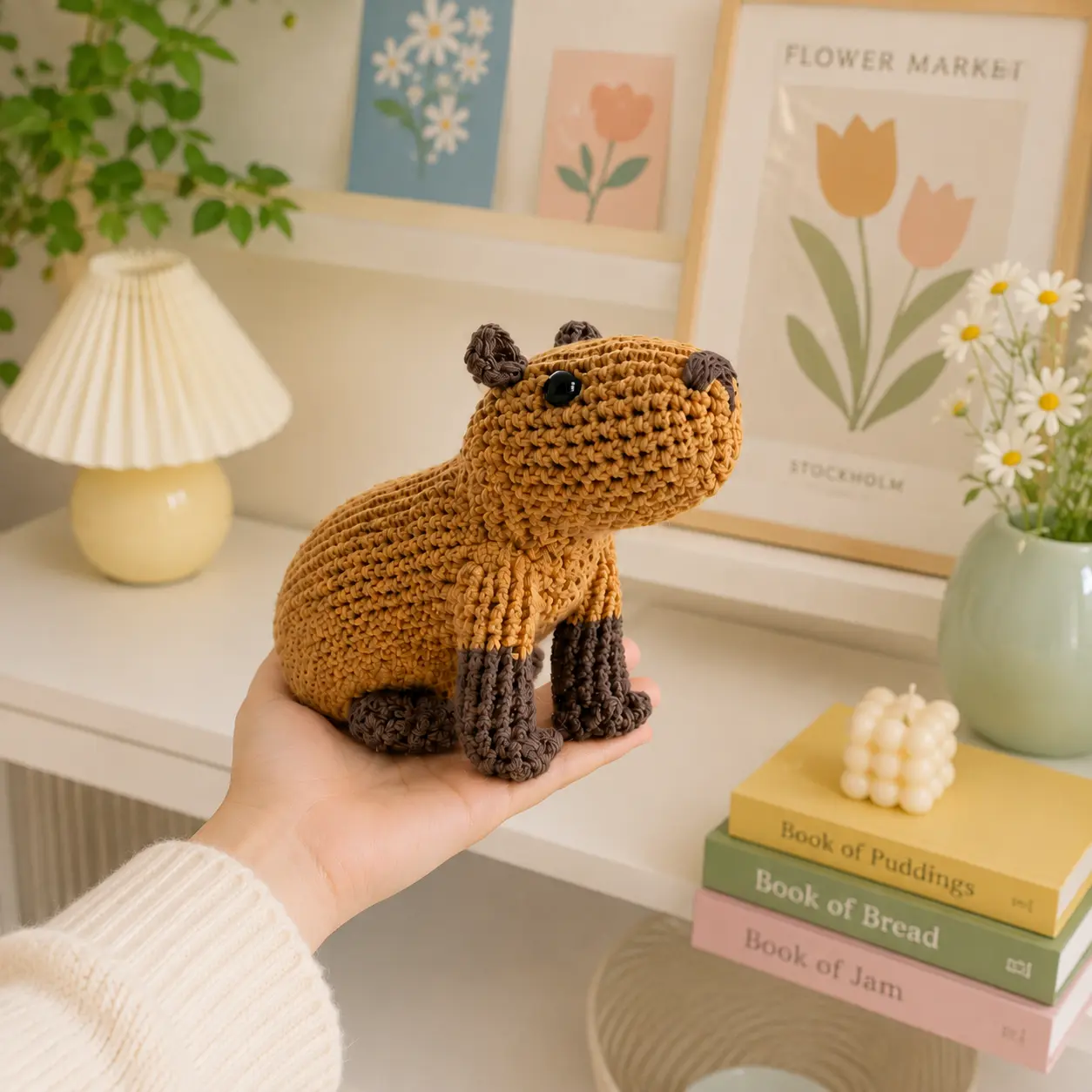 Handmade Crochet Capybara Plush, Cute Animal Home Decor, Soft Knitted Capybara Gift
