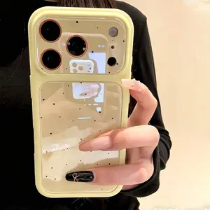 Phone case Cover Casing Protective Suitable for iPhone | Instantly enlarged window | Splashing ink dots | Simple milky yellow | Best friend gift | 11 12 13 14 15 16 17 Pro Max | Accessories