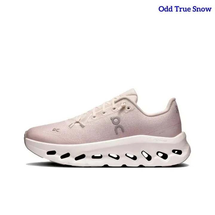 Low Top Dusty Pink Pastel Road Running Sneakers Fine Breathable Woven Mesh Large Hollow Wave Cutout Cushion Thick Midsole Soft Shock Absorbing Quick Tie Laces Unisex City Daily Walking Outdoor Jogging Casual Athletic Footwear