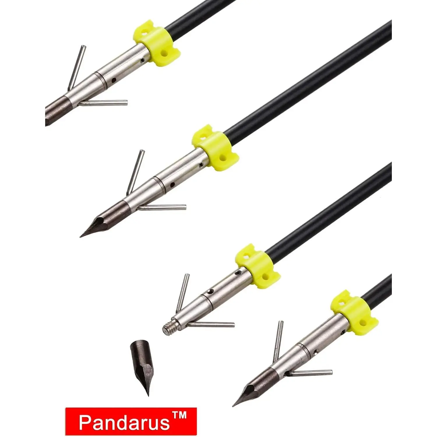 34inch 8MM 6 Pack Fiberglass Bow Fishing Hunting Archery Arrows with 5/16 inch ID Safety Slides Kits