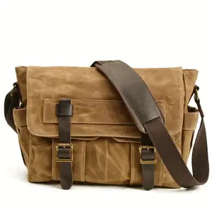 Gangstalicious Men's Canvas Shoulder Bag - Waterproof Oil Wax Canvas Sling Backpack for Hiking & Cycling - Adjustable Strap & Zip Pocket - Perfect for Work & Travel - Unique Everyday Purse