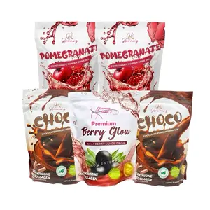 Cris Cosmetics Glowming Bundle - Glutathione & Collagen Drink Mix | 5 Packs (2 Pom, 2 Choco & 1 Berry)