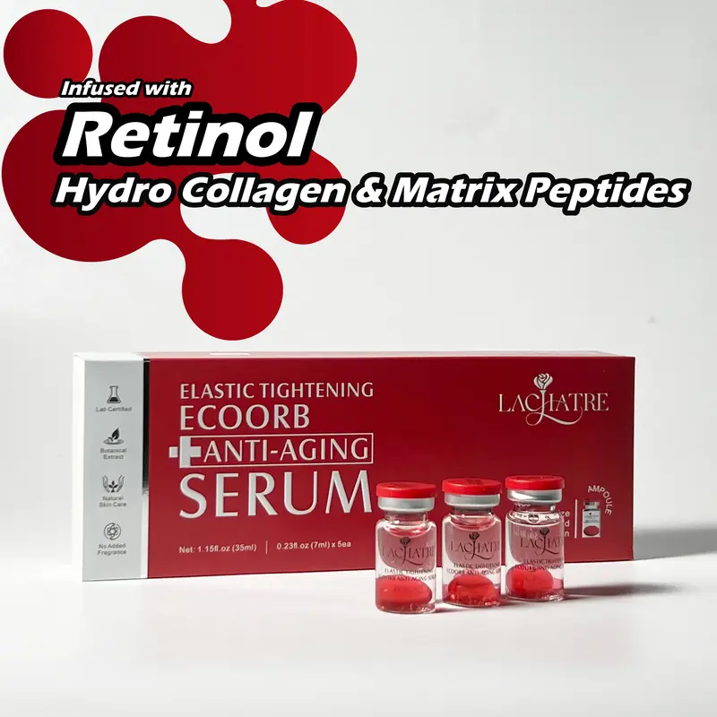 LACHATRE BEAUTY: Red Elastic Tightening EcoOrb Anti-Aging Serum with Hydrolyzed Collagen & Retinol & Multi Peptides for Tight & Silky Firm Tightening Skin Fine Lines Elasticity Face Lifting Repair Anti-Wrinkle Anti-Oxidation K-Beauty Korean Skincare Hyalu
