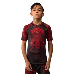 Venum Wolf Atak Kids Short Sleeve Rashguard - Black/Red