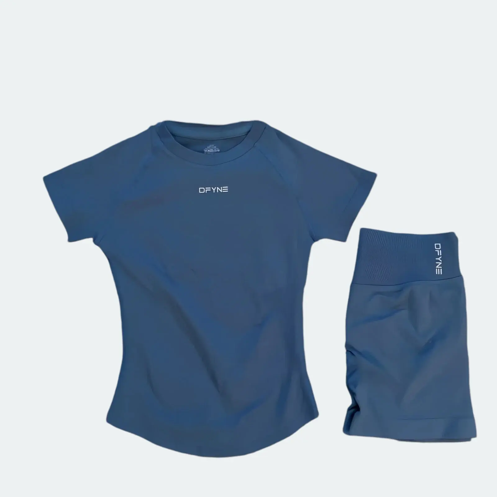 Dfyne Female Workout Sets, Seamless Matte Nylon 2-Piece Matching Activewear Set, Second-Skin T-Shirt & Shorts, Sport Ready for Gym & Yoga