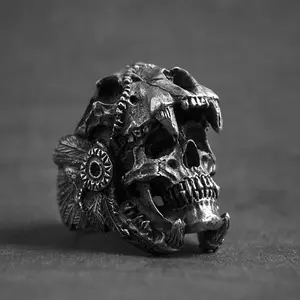 [Aileen boutique] hot skull ring dark hip-hop punk style niche versatile simple high-end design love ring birthday gift