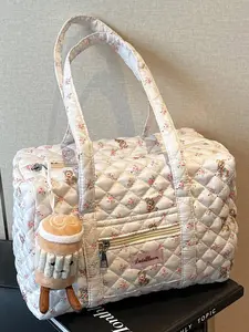 Women's Ditsy Floral Quilted Tote Bag, Large Capacity Shoulder Bag for Daily Used, Casual Trendy Versatile High-quality Daily Commuting Bag, Girl Fashionable Bag