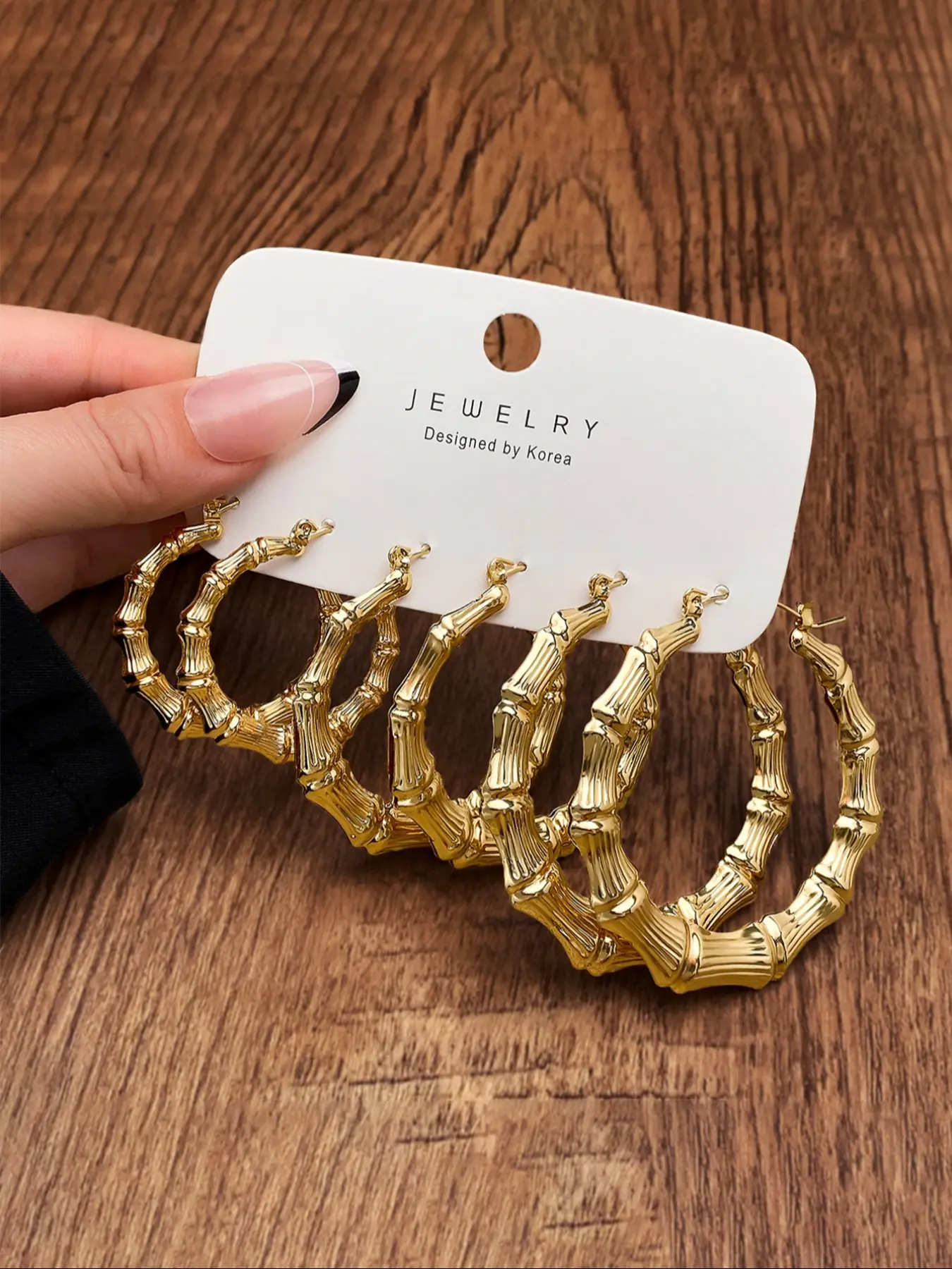 Women's Fashion Earrings Set, Boho Earrings, Earring Stacks, Large Round Bamboo Joint Design, Retro Style Ear Cuffs, Perfect for Parties & Daily Wear, Fashion Jewelry