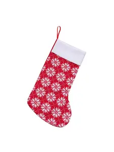 Three Christmas Socks Set, Soft Plush Fabric Printed Design, Perfect Gift Bag & Fireplace Decoration, Festive Holiday Accessories