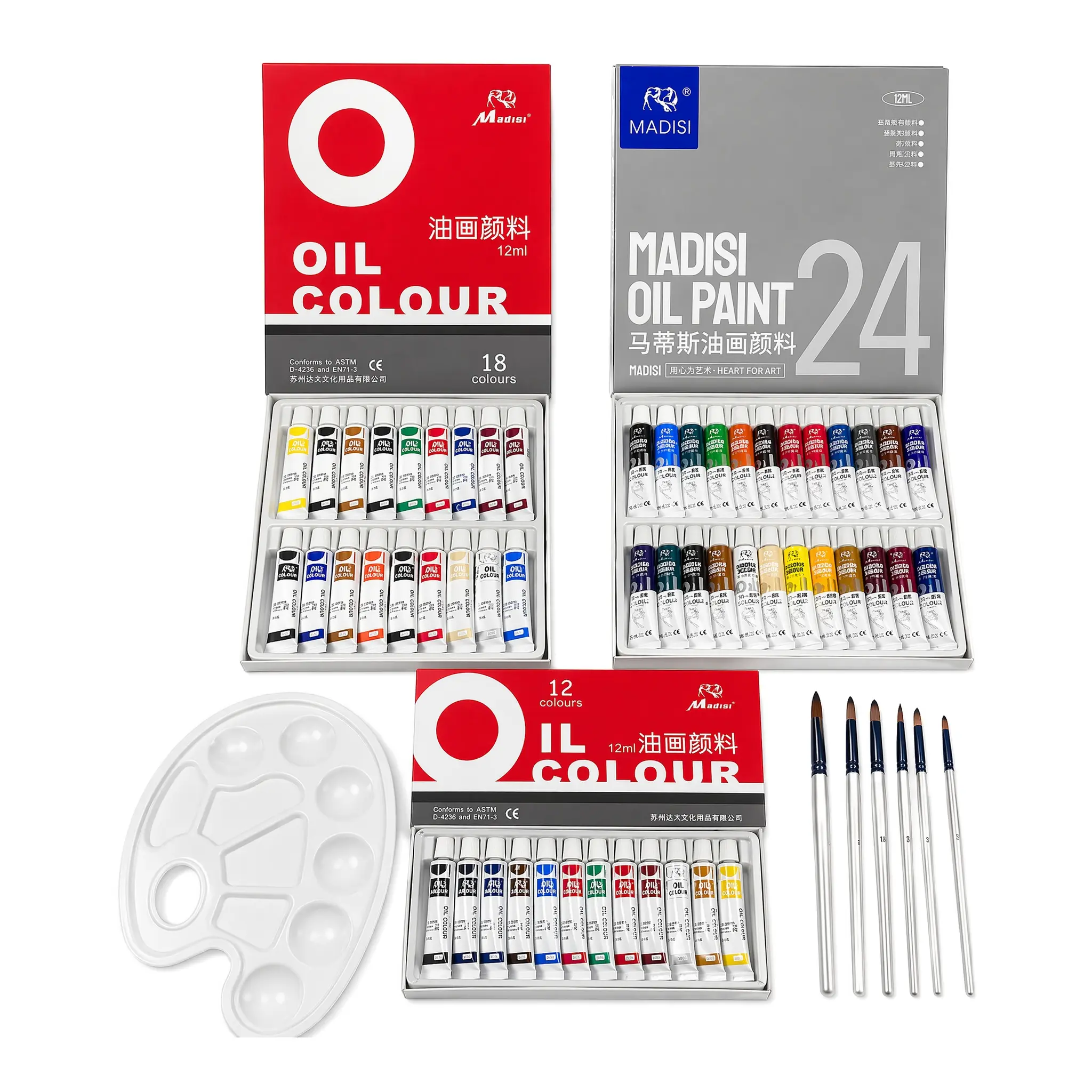 Fzihue 12-Color/18-Color/24-Color Non-Toxic Artist-Level Oil Painting Set with Canvas, Art Crafting Kit for Beginners, Educational Arts & Crafts Materials, Art Materials