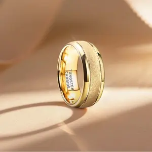 Couples Matching 8mm Tungsten Wedding Bands Polished Beveled Edge Comfort Fit Scratch Resistant Durable - Yonifu Perfect Engagement Anniversary Gift Set