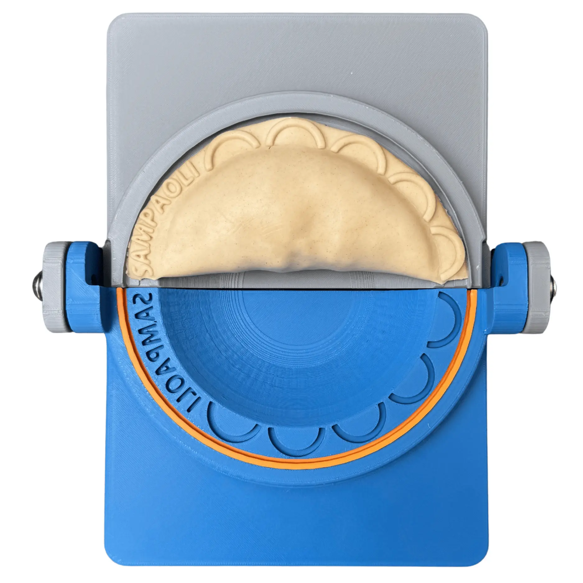 SAMPAOLI COMMERCE USA – Personalized Empanada Press with Flower Crimp – Custom Name or Logo – Handmade in USA – Empanada Dumpling Calzone Maker – Sizes 4.7” to 7”