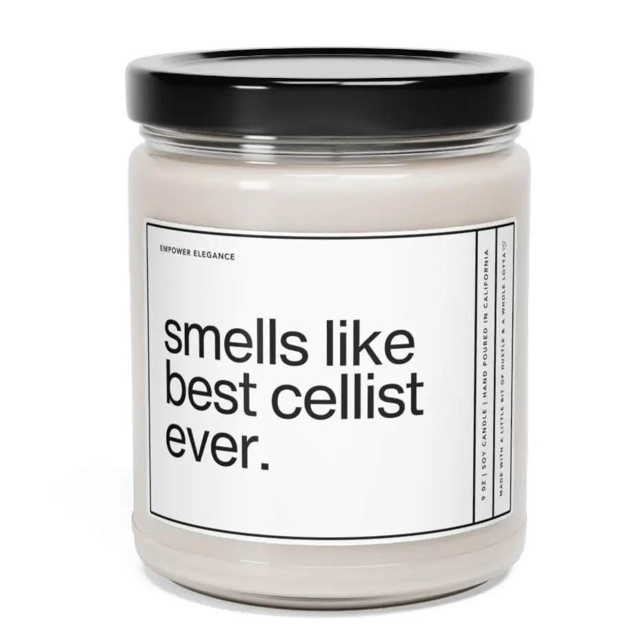 Cellist Gift, Cellist Candle, Cellist Candle, Funny Gift For Cellist, Smells Like Candle, Cello Player Gift, Musician Gift, Band Member Gifts, Cello Music Lover Gift, Birthday Gift, Christmas Gift, 9oz Scented Soy Wax Candle, Home Decor