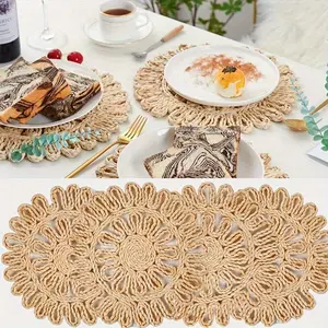 1pc Handwoven Rattan Placemats & Coasters - Circular Heat-Resistant Table Mats for Kitchen, Dining, Weddings, Christmas Decor - High-Quality Natural Fiber, Dry Clean Only Kitchen Decorative Placemat