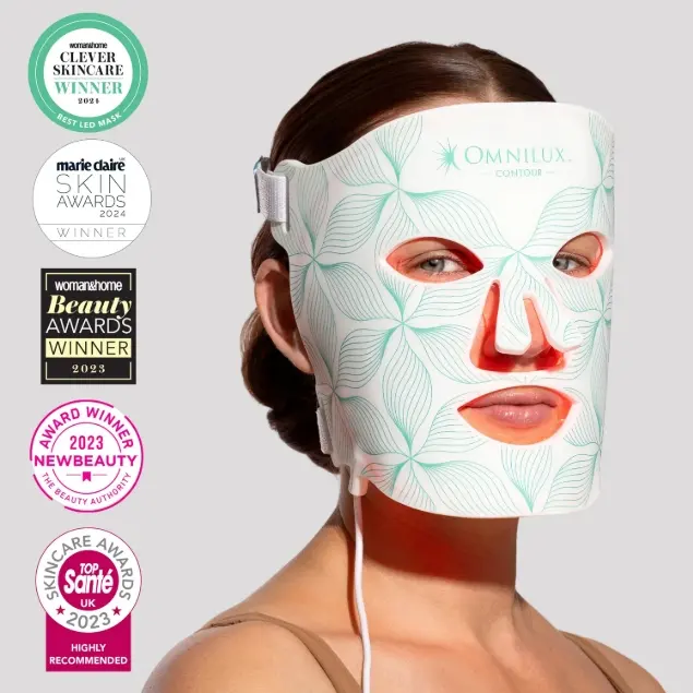 Omnilux LED Contour Face Mask, Rejuvenating Anti-aging Facial Beauty Device, Adjustable Face Lifting Tool, Double Chin Reducer for Daily Use, Ideal Gift