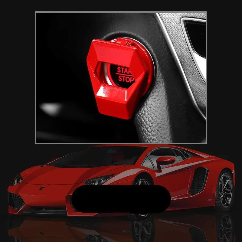 Yitap Carbon Fiber Texture One-Button Start Button Protector Cover, Universal Automotive Car Accessory Car Interior Decor Aesthetic Car Accessory Anti-Scratch Decorative Engine Start Stop Switch Cover