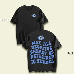 Y2K Evil Eye Energy Shield T-Shirt Send Back The Bad Vibes Tee Energy Ward Return To Sender Holiday Gifts Couple's Clothing Made In USA For Women For Men [Urbanvoice Decay.US cotton t-shirt/sweatshirt/hoodie, soft and comfortable]