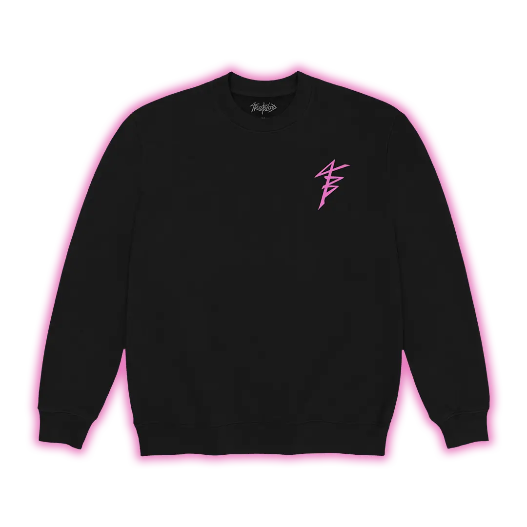 Men's Trueblood Graphics Crewneck Sweatshirt - Black/Pink, Casual Long Sleeve Menswear Tops