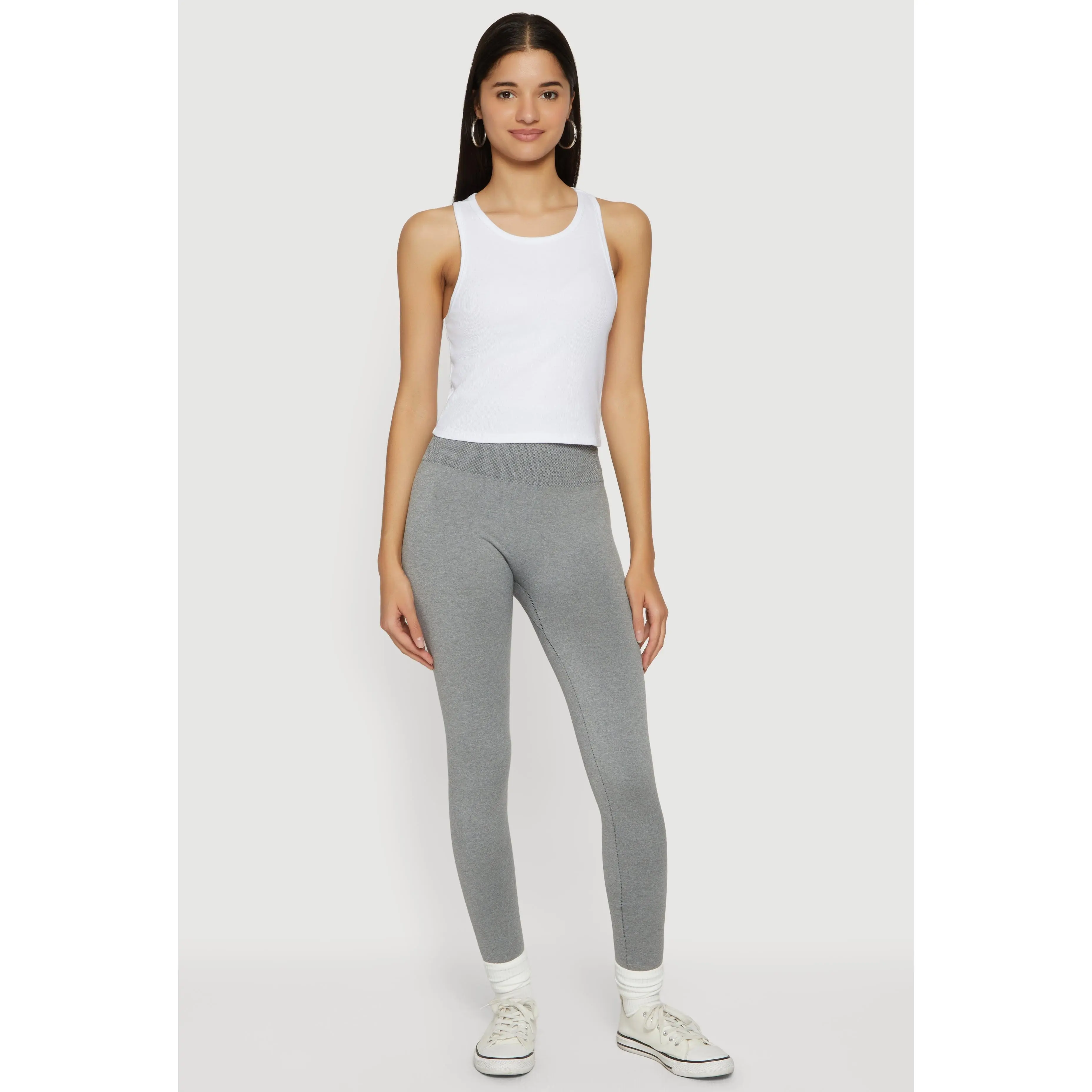 High Waisted Waffle Knit Fleece Lined Leggings
