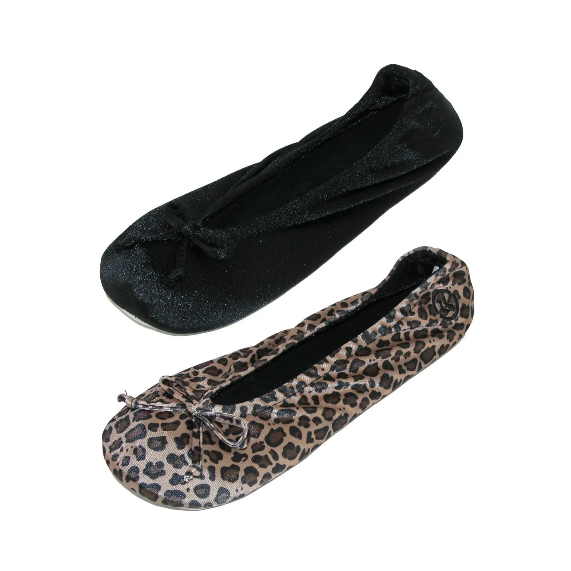 Isotoner Women's Satin Classic Ballerina Slippers (Pack of 2), Ballerina Slippers