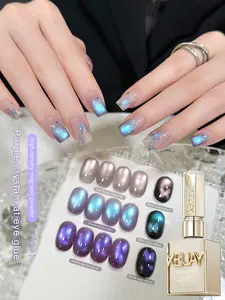 1pc Purple Crystal Cat Eye Nail Gel - Luxurious Amethyst & Violet Hues With Sparkling Stone Effect, Perfect For Elegant Women's Party Nails & Formal Occasions, Long-Lasting & Easy Apply