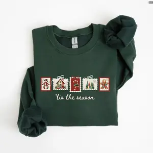 Retro Winter Stamp Sweatshirt, Patchwork Christmas Stamps Sweater, Coquette Christmas Sweatshirt, Winter Stamp Sweatshirt Print Tee