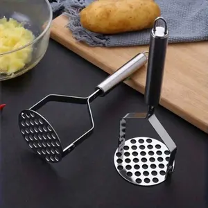 Stainless Steel Potato Masher with Non-Slip Handle - Manual Fruit & Vegetable Masher