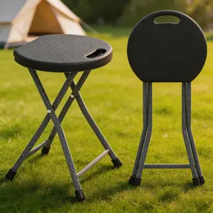 18 Inch Folding Stool, 330LBS Capacity Portable Camping Stool with Handle, HDPE Seat Metal Frame Foldable Chair for Adults, for Fishing, Picnic & Events fathersdaygift