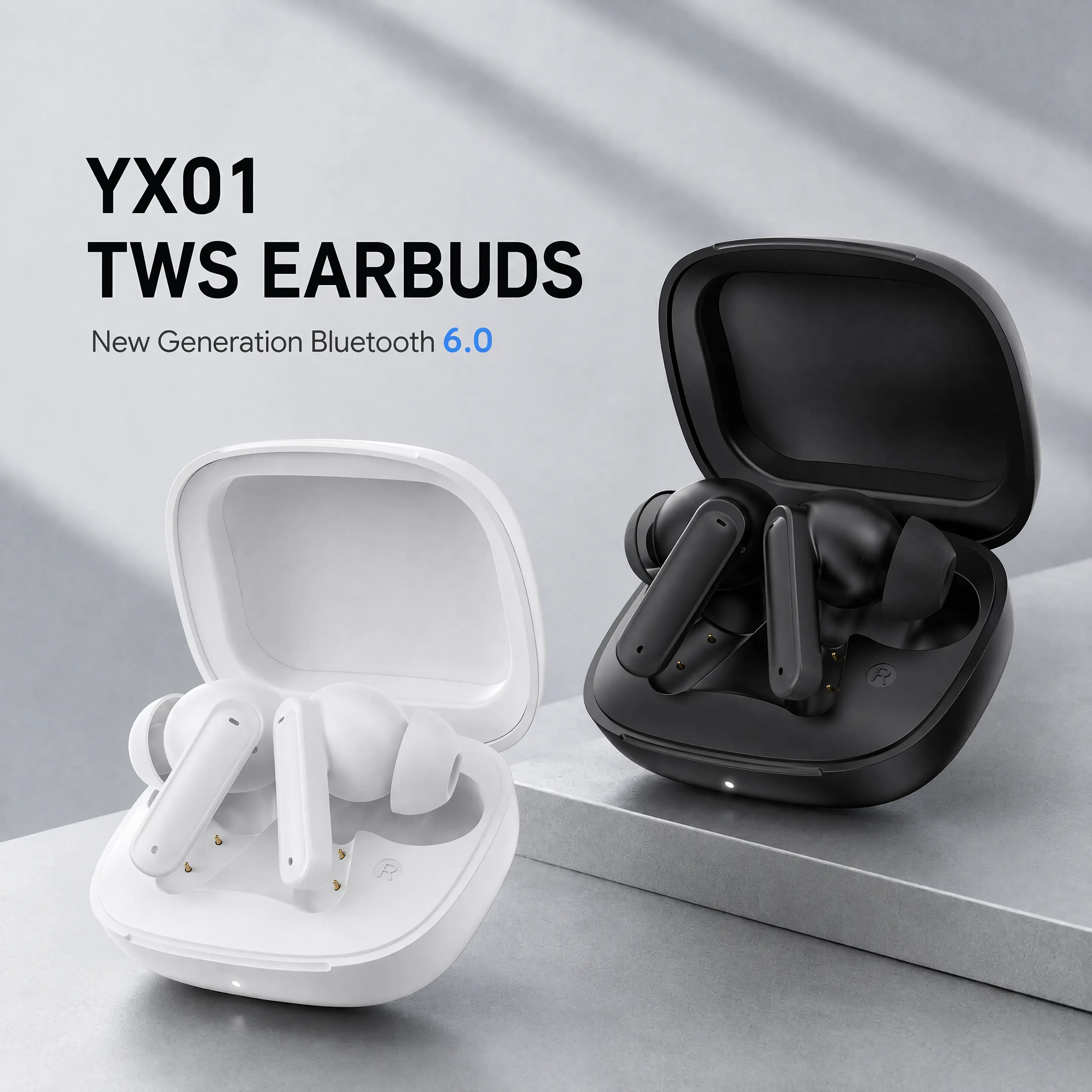 YX01 True Wireless Earbuds Bluetooth 6.0, ANC Noise Cancelling, 30H Playtime, IPX4 Water Resistant Earphones for iOS/Android