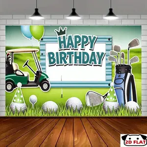 2D Flat Banner 1pc, Golf Theme Happy Birthday, ,   Party Banner, Multipurpose Decoration Multipurpose Holiday Party, Yard, Studio, Home Garden Celebration, Photo Studio Backdrop, Outdoor Celebration, Birthday Pa