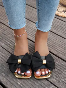 New Women's Sandals with 3D Butterfly Knot Decoration, Fashion and Elegant Summer Essential, Casual Style, All Season Wear, Casual Outdoor Sandals