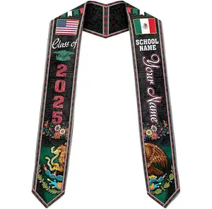 Personalized Mexican Graduation Sash Class Of 2025, Mexico Graduation Stole, Mexican American Sash Gifts for Seniors Graduation