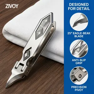 Zivoy ultra sharp wide angle nail nippers for professional trimming of embedded nails, thick nails, and hard nails; all metal non slip design with a long handle; unisex; essential for home use.