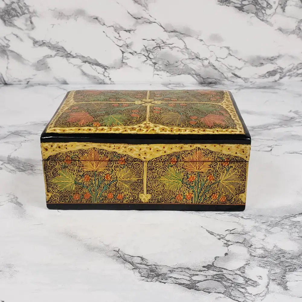 Hand Painted Lacquer Box Kashmir Vintage