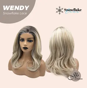 JBEXTENSION 18 Inches Mix Blonde Curly Pre-Cut Side Part Snowflake Lace Frontlace Glueless Wig WENDY【BENDY EAR TABS】