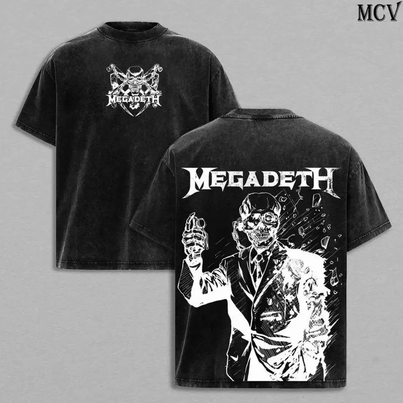 Megadeth Graphic Tee – Vintage Acid Wash Heavy Cotton Oversize Unisex Thrash Metal Band T-Shirt, Sweatshirt & Hoodie, Retro Rock Streetwear Top, Music Fan Merch Gift GN7