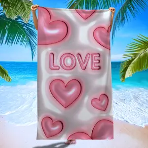Luxury Fashion Heart Beach Towel Unisex, Suitable for Swimming, Sports, Beach, Camping, Gym, Diving, Surfing, Fitness, Yoga
